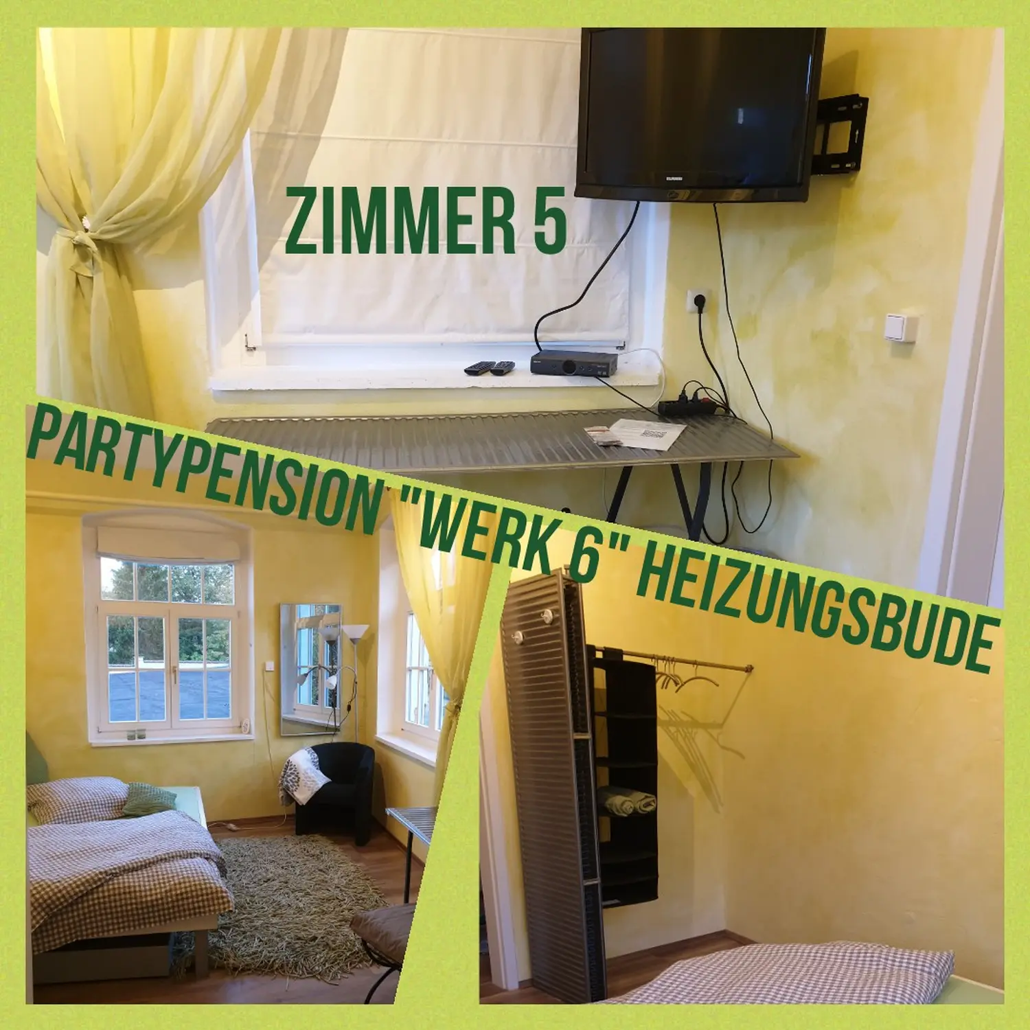 Werk 6 Zimmervermietung Party Pension - Gästehaus - Zimmer 5Heizungsbude