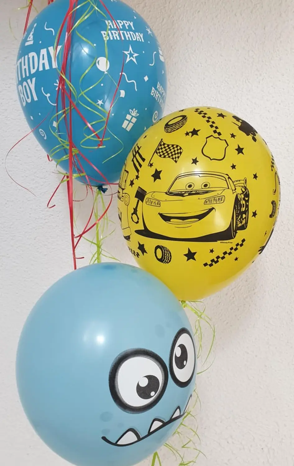 Ballon Moments - Dekoration - Blauer und gelber „Happy Birthday“-Ballon