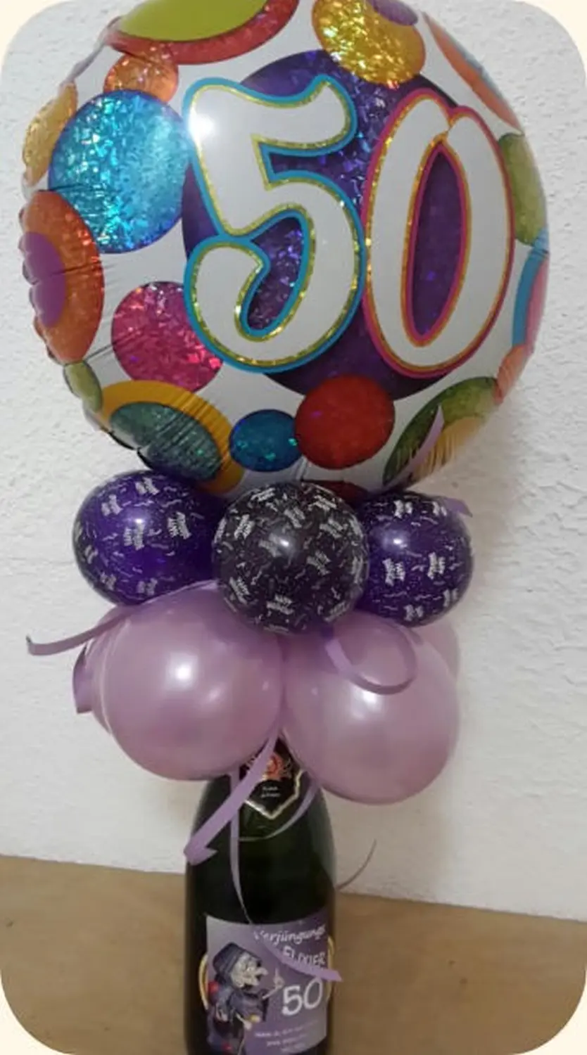 Ballon Moments - Dekoration - Bunter Ballon mit Champagnerflasche