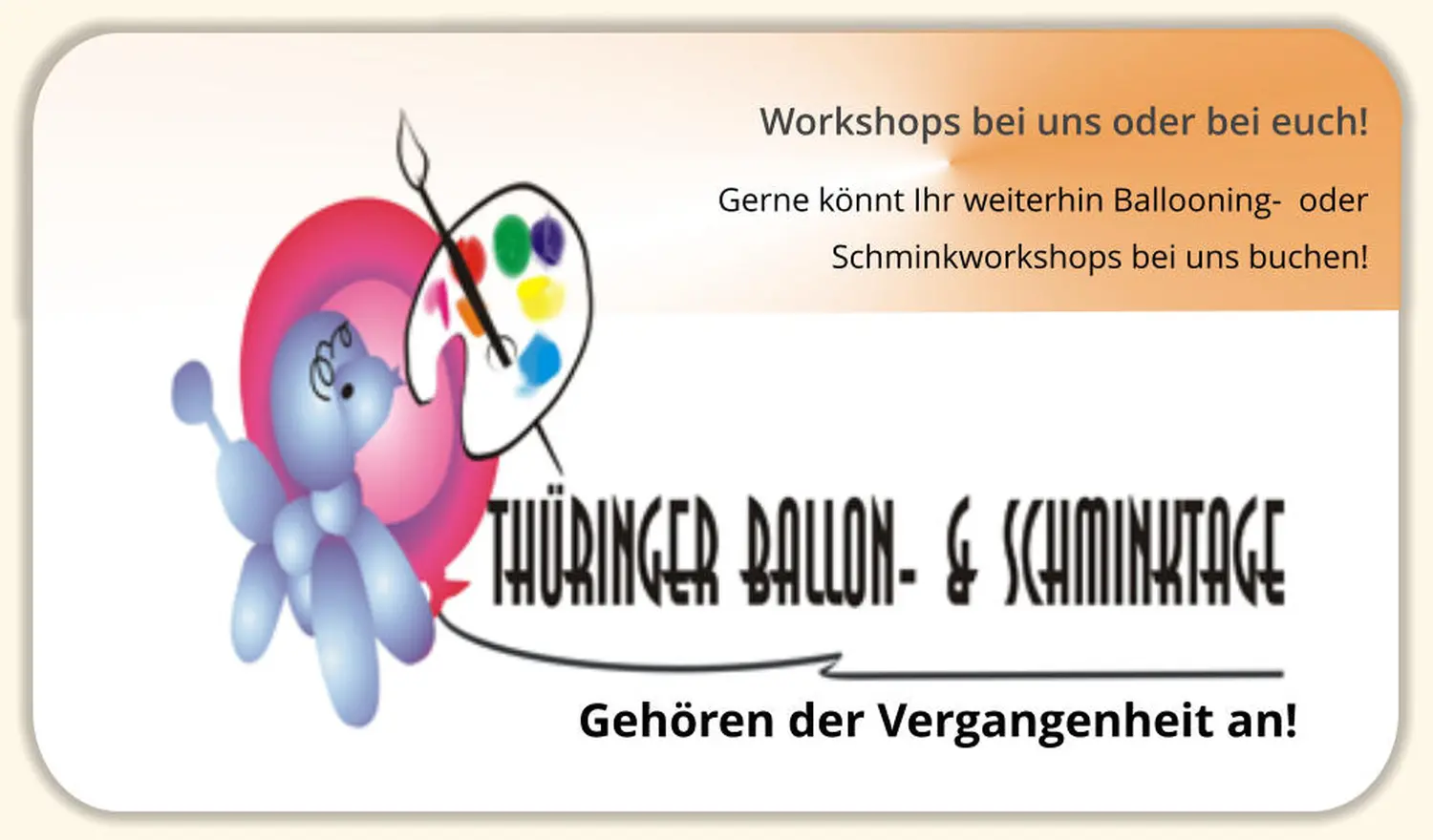 Moments Veranstaltungsagentur - Werbebanner für Ballon- und Schminkworkshops