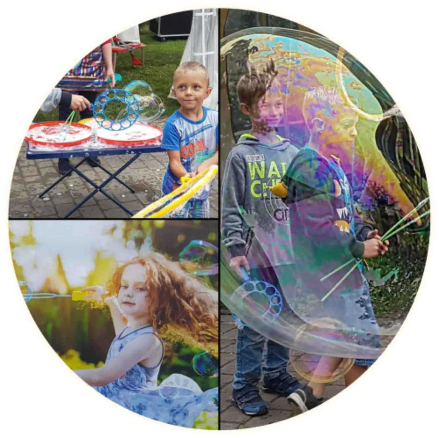 Moments Veranstaltungsagentur - Kinder spielen mit Seifenblasen im Garten