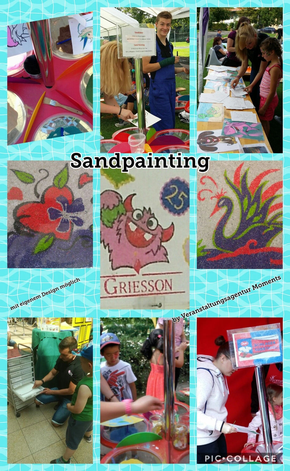 Moments Veranstaltungsagentur -Collage Sandpainting