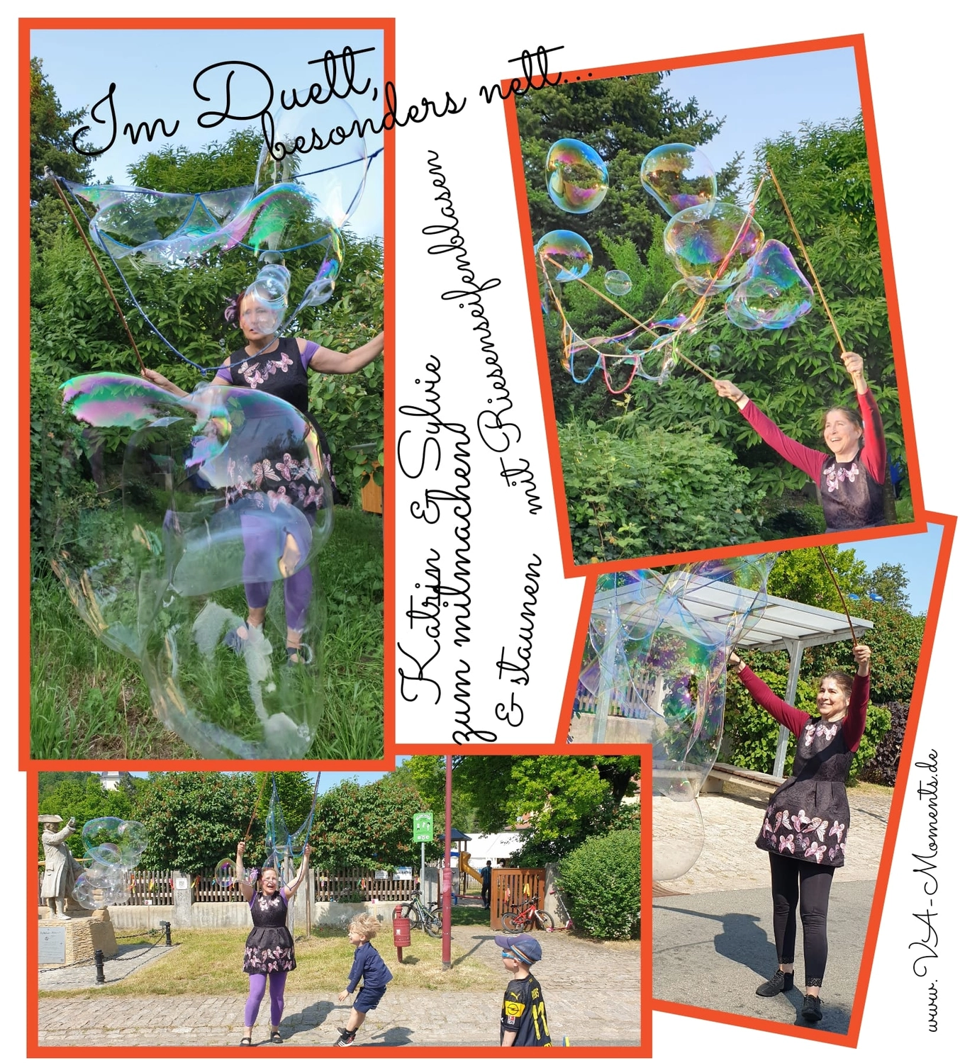 Moments Veranstaltungsagentur - Collage Riesenseifenblasen im Freien